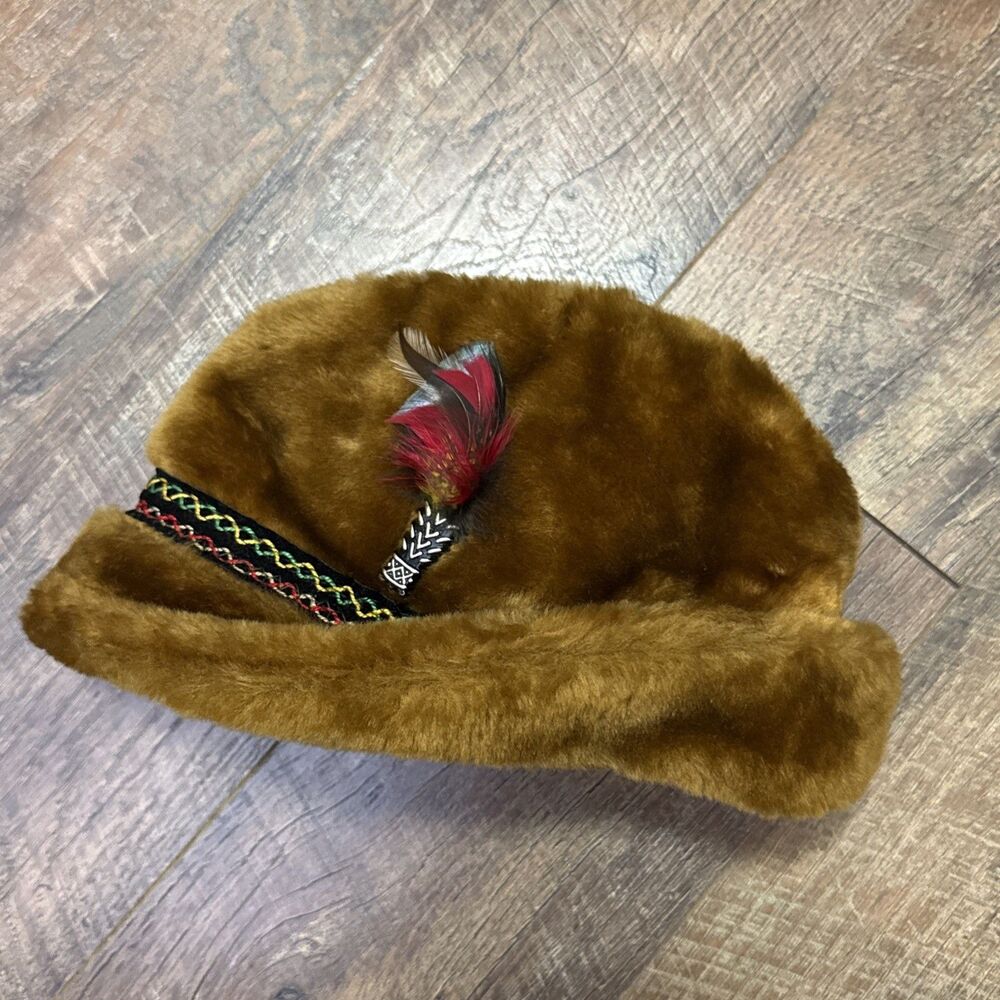 Vtg Wolverine Alpine Men’s Hat Suede Faux Fur Trim Tyrolean Bavarian 60s 70s